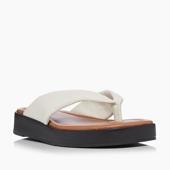 Dune London Leather Longisland White Sandals - Picture 5 of 9